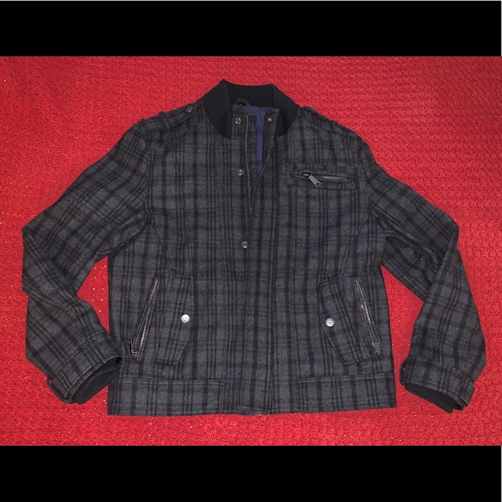 Men’s INC Wool Plaid Bomber Jacket